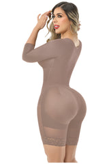 FS9563 FAJA SHORT CON MANGAS Y BRASIER DOBLE TALLA CON 3 NIVELES DE AJUSTE EN BROCHES REALCE BOOTYLOVE