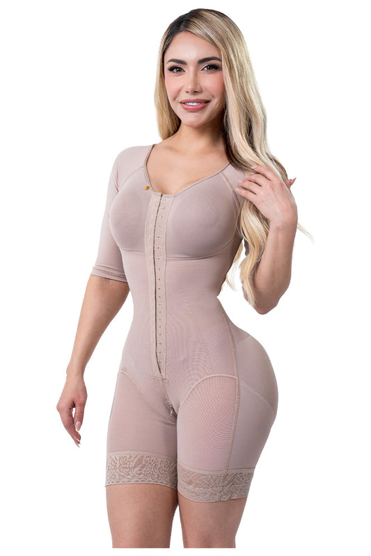 Faja Short Media Pierna con Brasier y Mangas Ultra Secret FM3462 | Alta Compresión y Moldeo Corporal