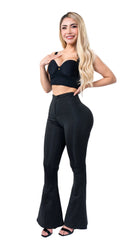 LG2783 LEGGINS BOOTYUP BOTA CAMPANA CON BOTÓN