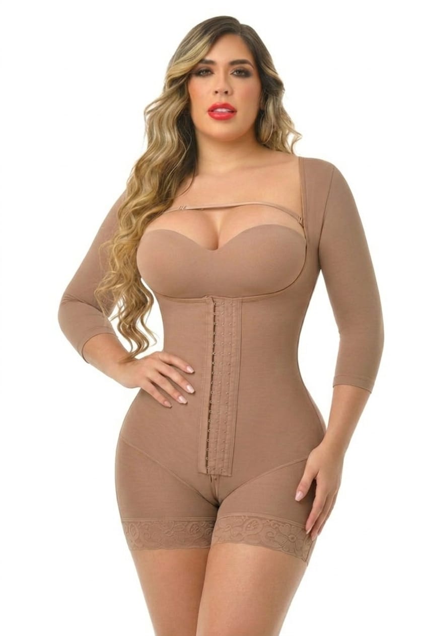 Faja Short con Mangas Booty Love FS9574 | Doble Talla Etapa 2 Alta Compresión – 3 Broches