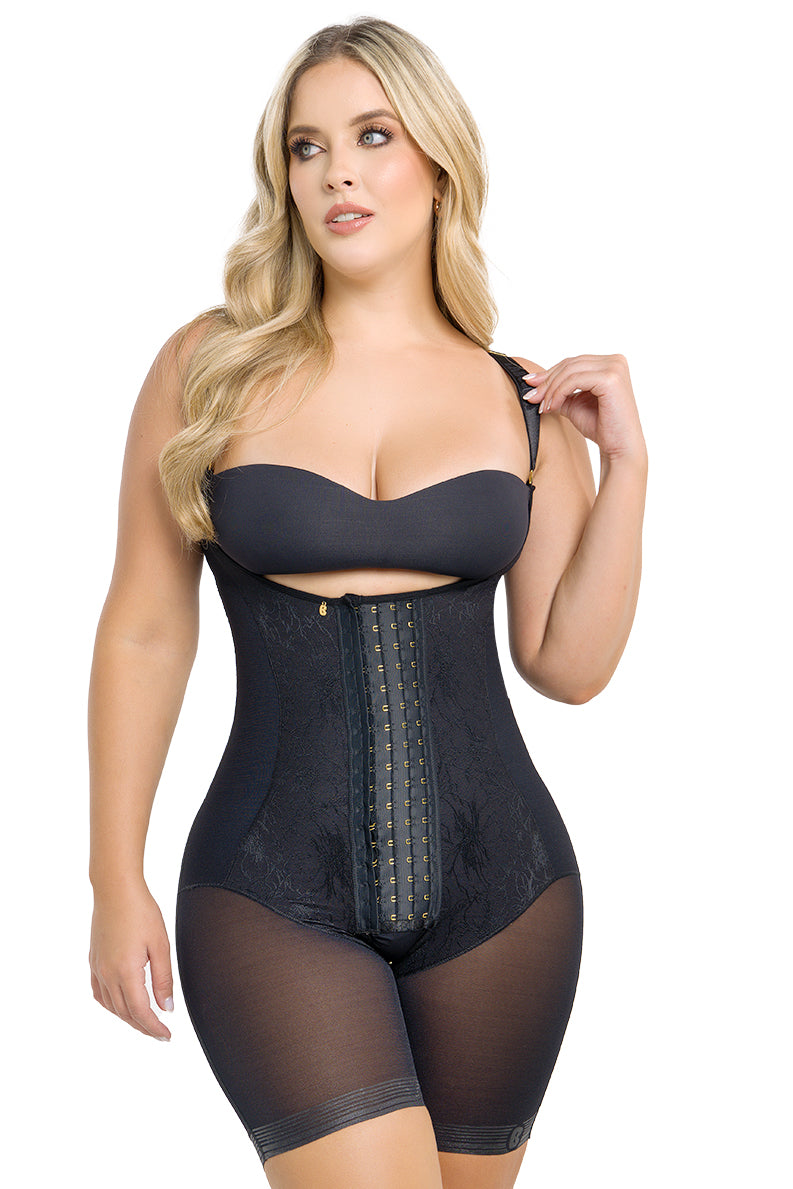 Soy Luz – Faja Espalda Alta Short Media Pierna con Encaje y 4 Niveles de Ajuste | Labella Majesty
