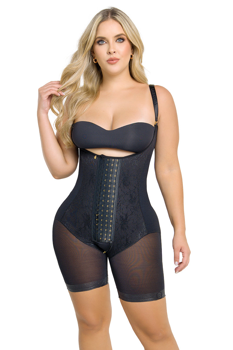 Soy Luz – Faja Espalda Alta Short Media Pierna con Encaje y 4 Niveles de Ajuste | Labella Majesty