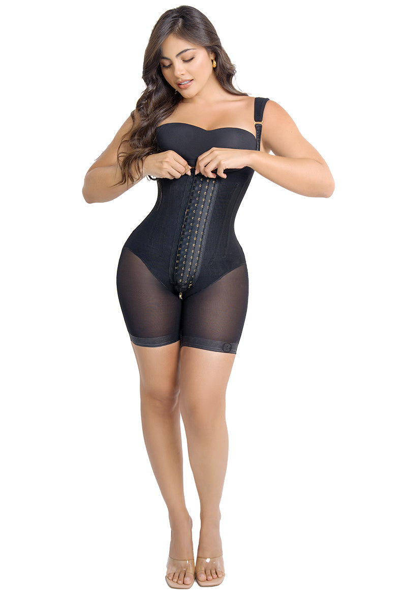 Soy Encantadora – Faja Tirante Confort Short Media Pierna Ultra Cintura Extrema con 4 Niveles de Ajuste 9 varillas | Labella Majesty