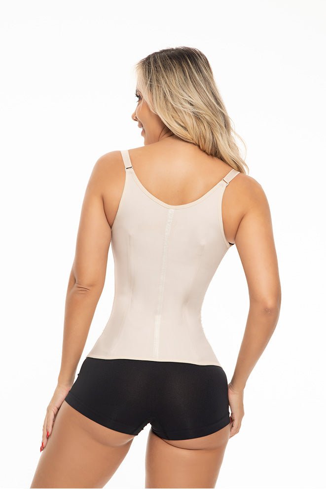 F2028D BEIGE/ NEGRO FAJA SEMICHALECO DE LÁTEX TALLE LARGO